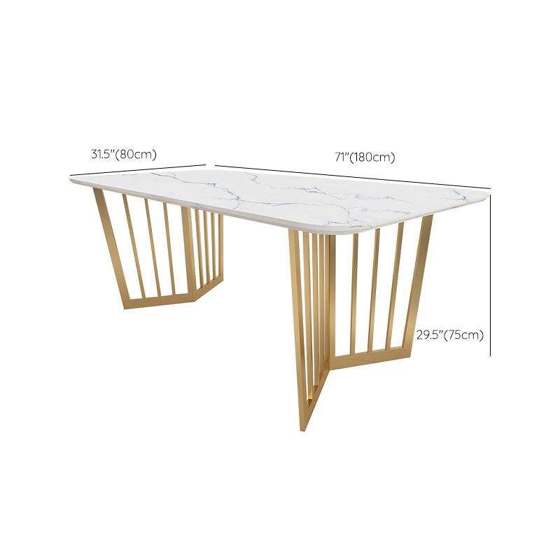 Glam Faux Marble Table Rectangle Table with Metal Legs for Home Use Clearhalo 'Dining Tables & Seating' 'Dining Tables' 'dining_table' 'furn' 'furn_dining_table' 'Furniture' 'Kitchen & Dining Furniture' 1200x1200_b340159d-9014-4f31-997c-48bd5c8ced1a