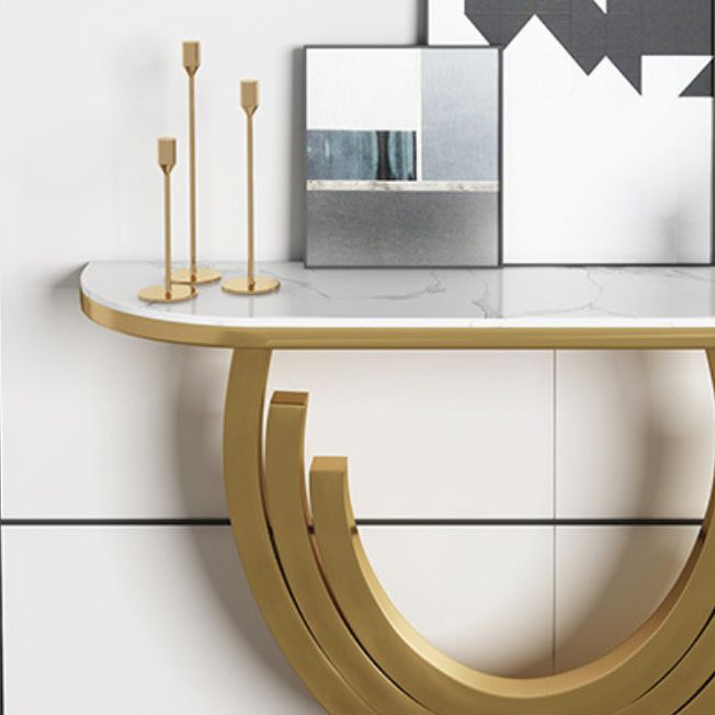 Console dorata glam tavolo da divano console resistente alle macchie in marmo per Hall