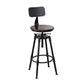Industrial Metal Barstool Low Back Wood Footrest Adjustable Stool with Swivel