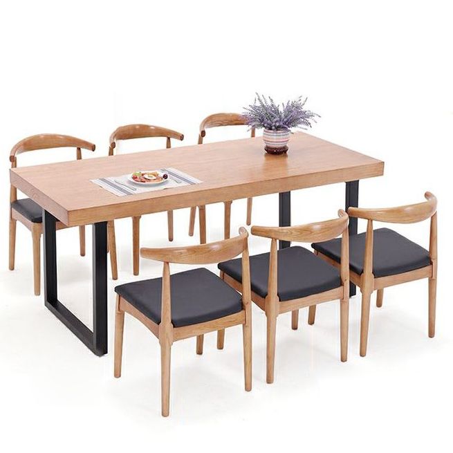 Industrial 1/2/5/7 Pieces Rectangle Dining Set Solid Wood Dining Table with Chairs Clearhalo 'Dining Room Sets' 'Dining Tables & Seating' 'dining_room_set' 'furn' 'furn_dining_room_set' 'Furniture' 'furniture_dining_room_set' 'Kitchen & Dining Furniture' 'kitchen&dining_furn' 'kitchen' 1200x1200_b342ad9d-b865-43f7-8a9a-1a0b52213ca1