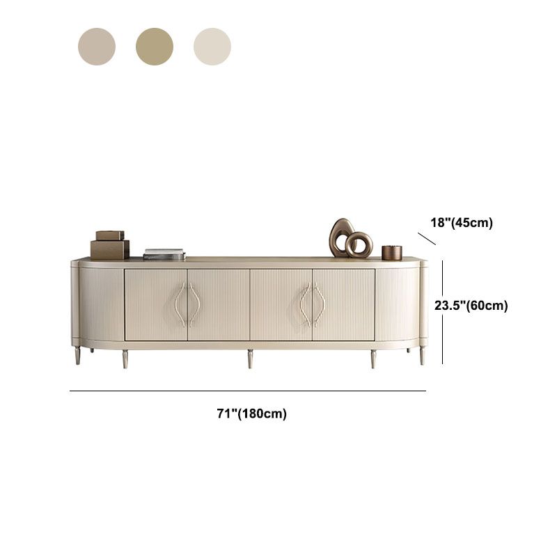 Glam Wood TV Media Stand con puertas, consola de soporte de televisión de almacenamiento cerrado