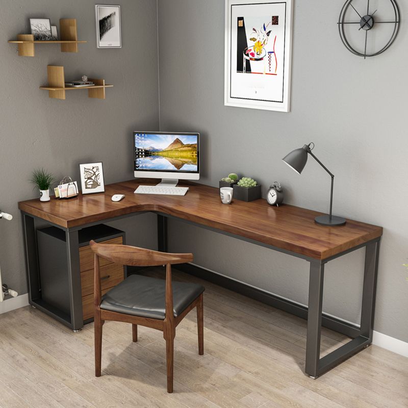 Solid Wood Home Working Table Industrial L-Shape Writing Table Clearhalo 'furn' 'furn_office_desk' 'Furniture' 'Office Desks' 'Office Furniture' 'office_desk' 1200x1200_b3442e0b-3670-4268-ba69-ae5c7f04525b