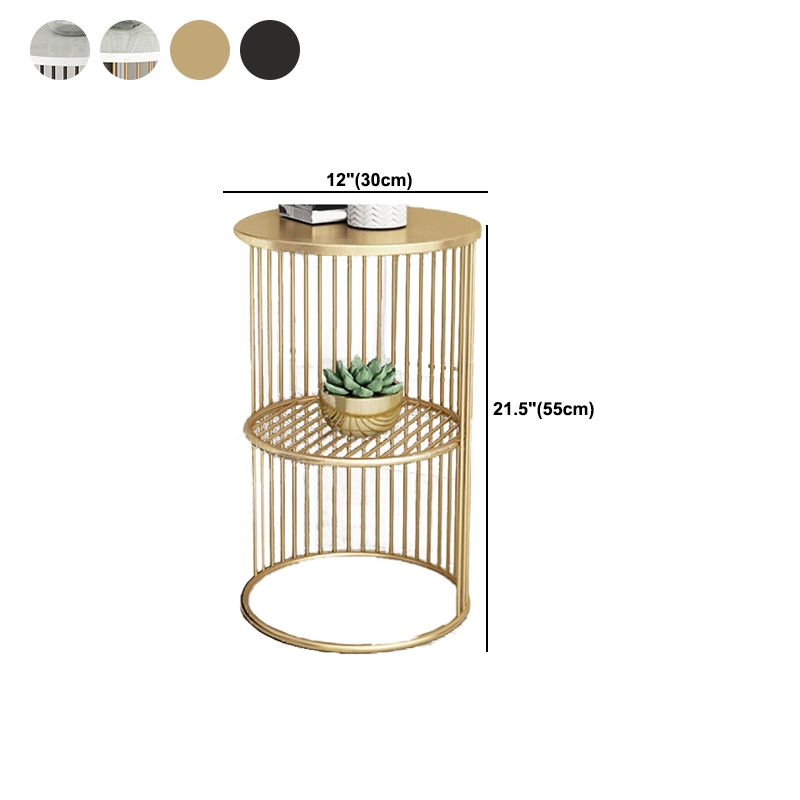 21.65" Tall Mid-century Side End Table Metal Frame Round Sofa Side Accent Table