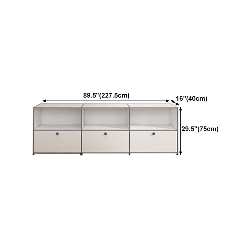 Contemporary White Sideboard Metal Dining Sideboard Table for Living Room Clearhalo 'buffet_sideboard' 'Buffets & Sideboards' 'furn' 'furn_buffet_sideboard' 'Furniture' 'Kitchen & Dining Furniture' 1200x1200_b344db04-a7c7-41af-a700-151a6da840b0