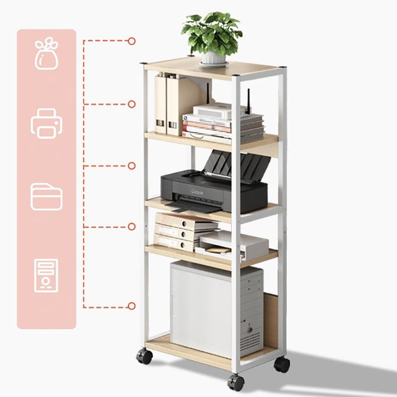 Industrial Style Wooden Bookshelf Etagere Bookcase with Caster Wheels for Office Clearhalo 'Bookcases' 'furn' 'furn_bookcases' 'Furniture' 'furniture_bookcases' 'kitchen' 'kitchen_bookcases' 'Living Room Furniture' 'Office Furniture' 1200x1200_b3491be2-eb77-4de7-9c8d-ee4f0c8ee440