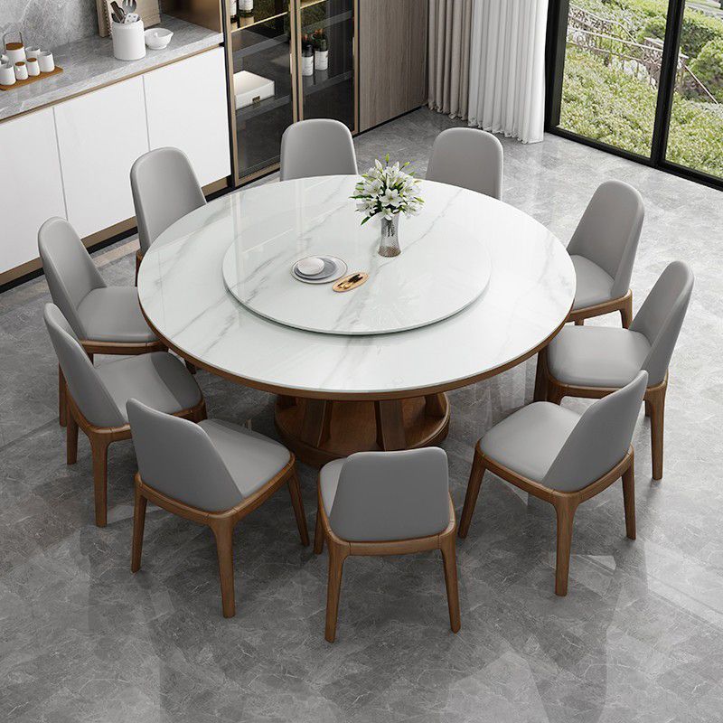 Sintered Stone Dining Table Round Dinner Table with Rubberwood Base for Dining Room Clearhalo 'Dining Tables & Seating' 'Dining Tables' 'dining_table' 'furn' 'furn_dining_table' 'Furniture' 'Kitchen & Dining Furniture' 1200x1200_b34a6f2f-7cfb-4ca9-a75e-3ff0963c5d0a