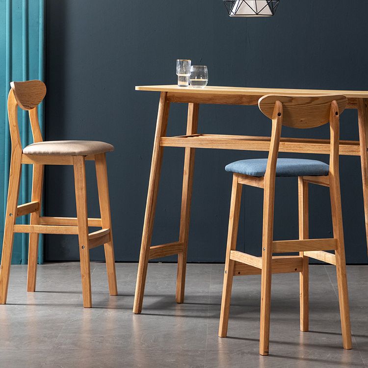 Scandinavian Home Rubberwood Stool Matte Finish Upholstered Bar Stools Clearhalo 'Bar Furniture' 'Bar Stools' 'bar_stools' 'furn' 'furn_bar_stools' 'Furniture' 'furniture_bar_stools' 'Kitchen & Dining Furniture' 1200x1200_b34b1077-fb98-4421-8d94-4bbe7a111298