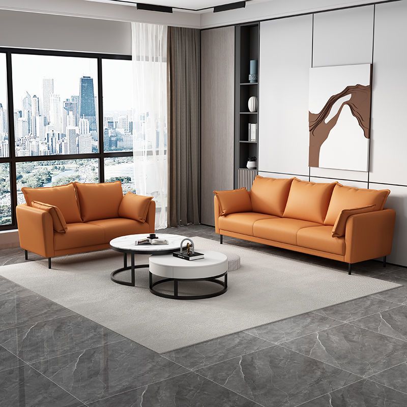 Standard Loose Back Square Arm Loveseat Faux Leather Stain Resistant Settee Furniture Clearhalo 'Furniture' 'furniture_sofas' 'kitchen' 'kitchen_sofas' 'Living Room Furniture' 'Sofa' 'sofas' 1200x1200_b34bb770-3f5d-4efe-82d7-87fba56e7280