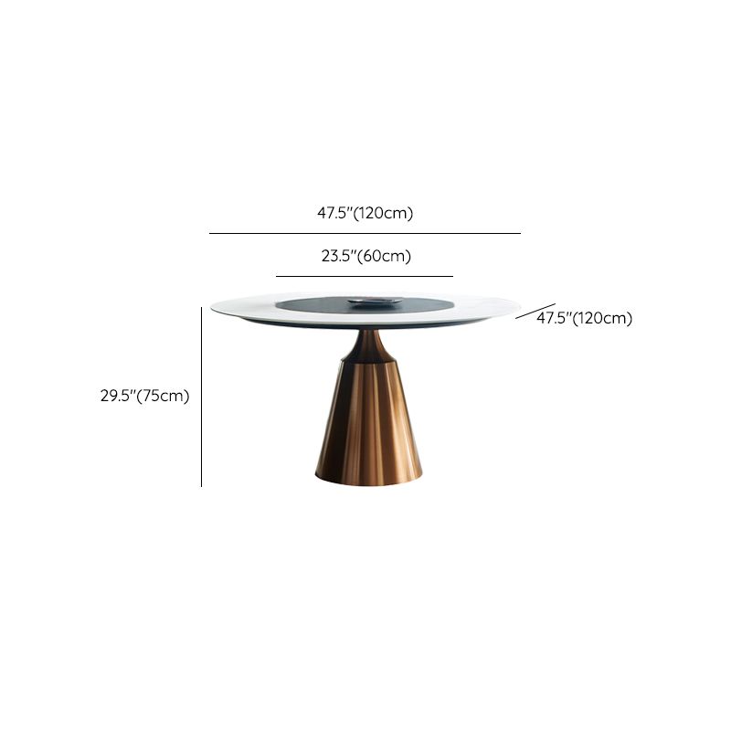 Glam Dining Round Table Sintered Stone Table with Metal Legs for Home Clearhalo 'Dining Tables & Seating' 'Dining Tables' 'dining_table' 'furn' 'furn_dining_table' 'Furniture' 'Kitchen & Dining Furniture' 1200x1200_b34de98b-5320-4365-a5d8-0afa6ac6ff2a