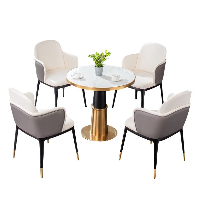 Round 1/5 Pieces Dining Set Glam Style Faux Marble Dining Set for Home Use Clearhalo 'Dining Room Sets' 'Dining Tables & Seating' 'dining_room_set' 'furn' 'furn_dining_room_set' 'Furniture' 'Kitchen & Dining Furniture' 1200x1200_b3546772-af19-43f6-b07d-2a49aee6f089