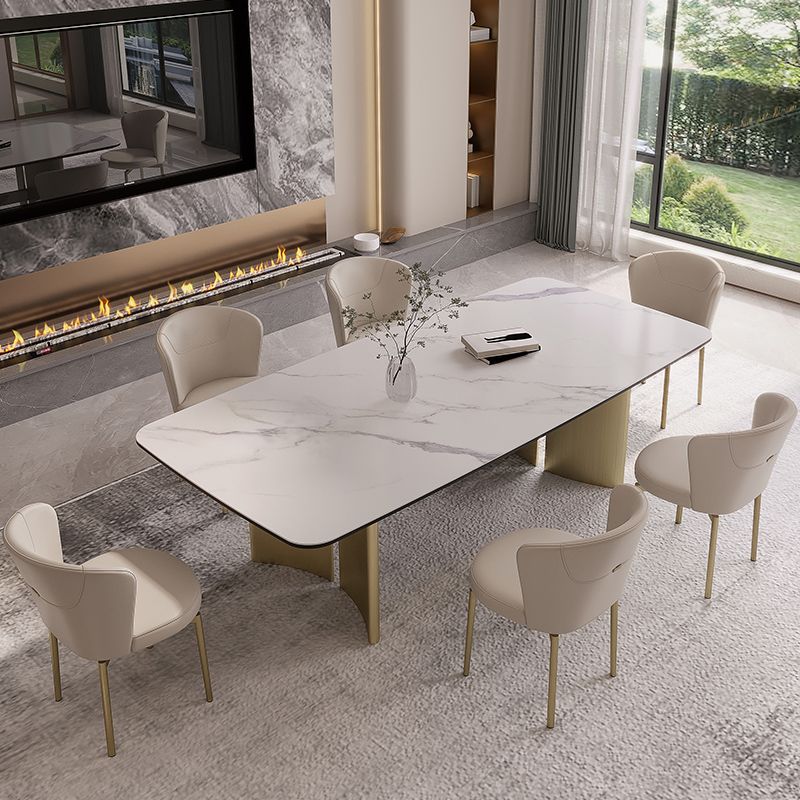 Set da tavolo rettangolare in pietra sinterizzata stile nordico glam Set da pranzo da 1/4/5/7 pezzi per la casa