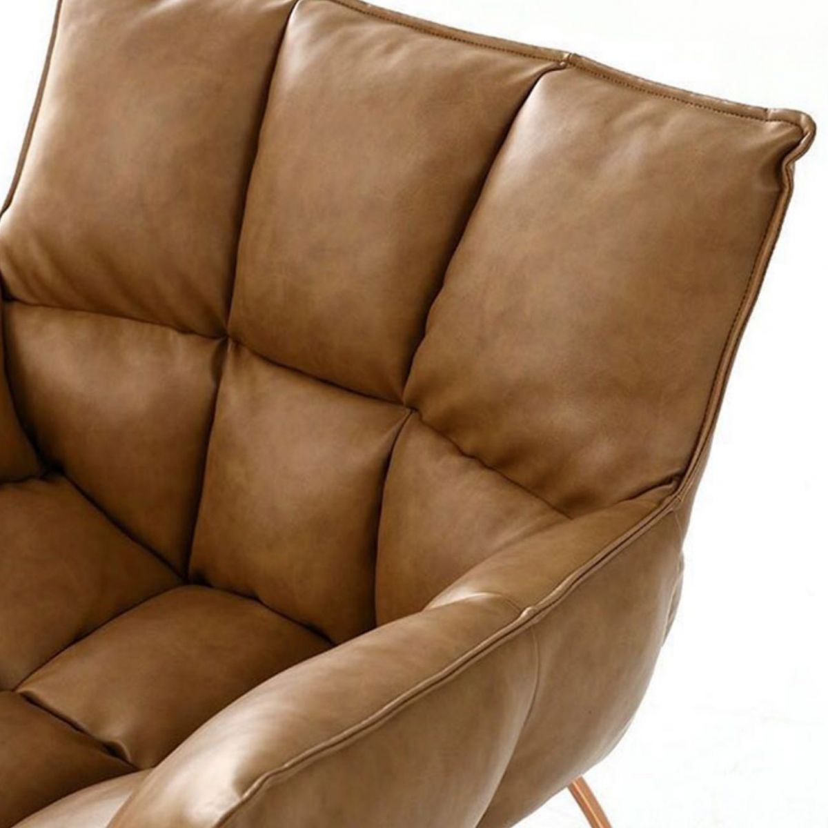 Faux Leather Arm Chair 27.55" Wide Arms Included Accent Chair with Biscuit Back