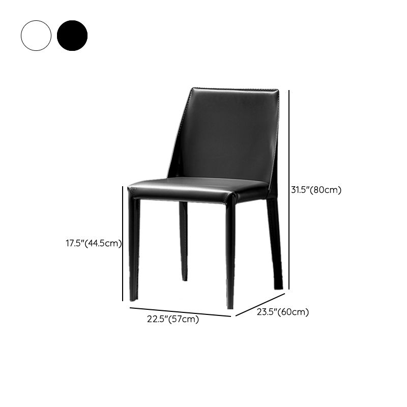 Moderne eenvoudige zijstoel faux lederen kant eetkamerstoel voor woonkamer