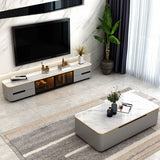 Rectangular Slate Coffee Table Contemporary Simple 4 Drawers Cocktail Table in White Clearhalo 'Coffee & Accent Tables' 'Coffee Tables' 'coffee_tables' 'furn' 'furn_coffee_tables' 'Furniture' 'Living Room Furniture' 1200x1200_b35a6280-0522-4ee2-91cc-e838206ad639