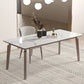 Mesa de comedor estilo Glam, mesa de comedor rectangular de piedra en blanco