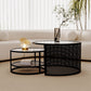 Tropical Round Frame Cocktail Table Glass Top Coffee Cocktail Table Clearhalo 'Coffee & Accent Tables' 'Coffee Tables' 'coffee_tables' 'furn' 'furn_coffee_tables' 'Furniture' 'Living Room Furniture' 1200x1200_b35ef46e-753c-4ffb-863d-1a55ea9266c9