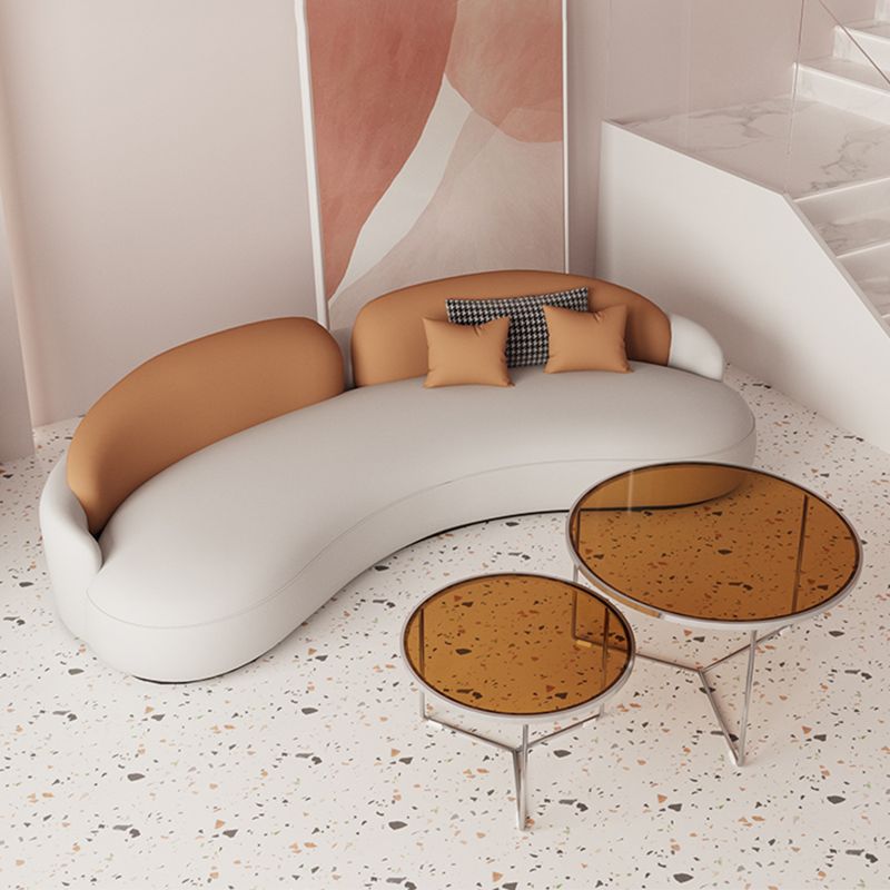 Coussins en cuir faux en cuir bras encastré 39,37 "Sofa large