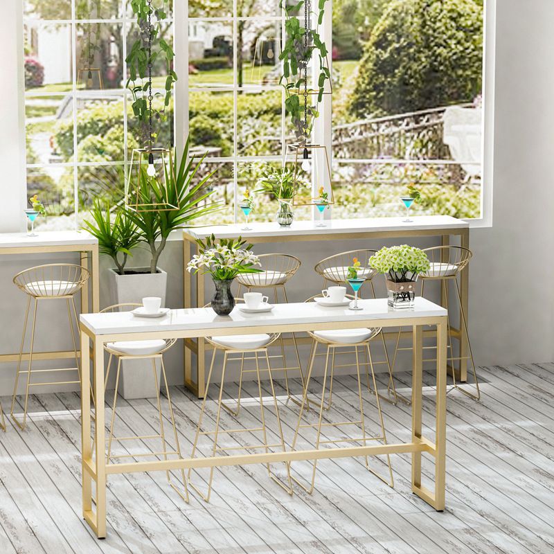 Glam Wood Counter Table with Rectangle Table Top Trestle Table - 41.3" H Clearhalo 'Bar Furniture' 'Bar Tables' 'bar_tables' 'furn' 'furn_bar_tables' 'Furniture' 'furniture_bar_tables' 'Kitchen & Dining Furniture' 1200x1200_b35f4b39-dff3-4f36-ab8e-830f032d2497