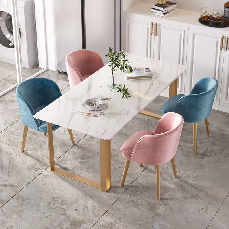 Contemporary White Standard Dining Table Rectangle Sintered Stone Dining Table for Kitchen Clearhalo ' dining_table' 'Dining Tables & Seating' 'Dining Tables' 'furn' 'furn_dining_table' 'Furniture' 'furniture_dining_table' 'Kitchen & Dining Furniture' 'kitchen&dining_furn' 'kitchen' 'kitchen_dining_table' 1200x1200_b3618618-a391-47d0-b328-ccac4c2c262e