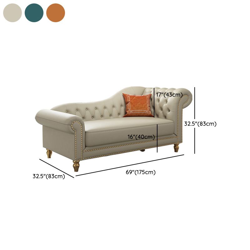 Modern Style Rolled Arms Chaise Living Room Faux Leather Chaise Clearhalo 'Chairs & Seating' 'Chaise Lounge' 'chaise_lounge' 'furn' 'furn_chaise_lounge' 'Furniture' 'Living Room Furniture' 1200x1200_b3639323-26e4-41b3-9f82-d7879722c029