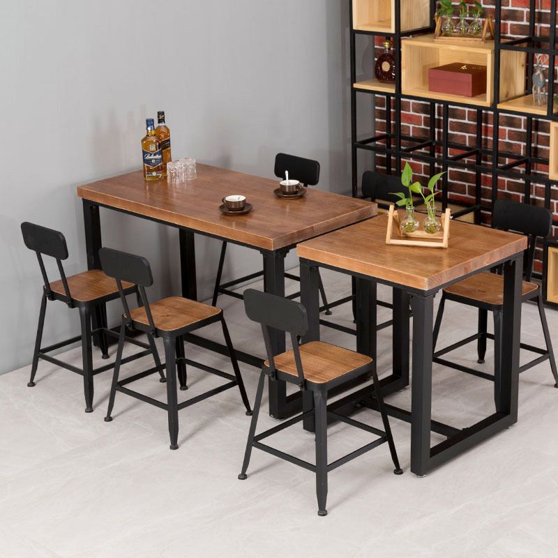 Industrial Dining Room Table Solid Wood Table with Black Trestle Base for Dining Room Clearhalo ' dining_table' 'Dining Tables & Seating' 'Dining Tables' 'furn' 'furn_dining_table' 'Furniture' 'furniture_dining_table' 'Kitchen & Dining Furniture' 'kitchen&dining_furn' 'kitchen' 'kitchen_dining_table' 1200x1200_b3668877-5d65-4e8e-a980-abbcab70b232