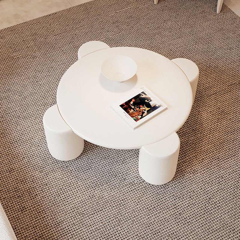 Tavolino in legno massiccio 4 gambe tavolino tondo minimalista in bianco/grigio