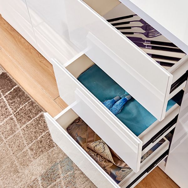 Pinie de bois en bois d'ingénierie blanche buffet de style moderne avec 3 tiroirs