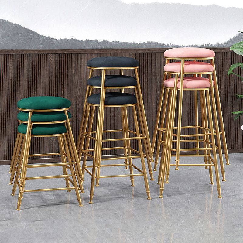 Restaurant Stackable Backless Stool Matte Finish Velvet Bar Stool Clearhalo 'Bar Furniture' 'Bar Stools' 'bar_stools' 'furn' 'furn_bar_stools' 'Furniture' 'furniture_bar_stools' 'Kitchen & Dining Furniture' 1200x1200_b3698895-1063-49fb-be31-44d9bb6e3b30