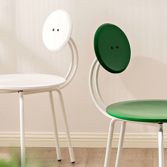 Moderne armloze eetkamerstoel metalen frame open rug eetkamerstoel voor eetkamer