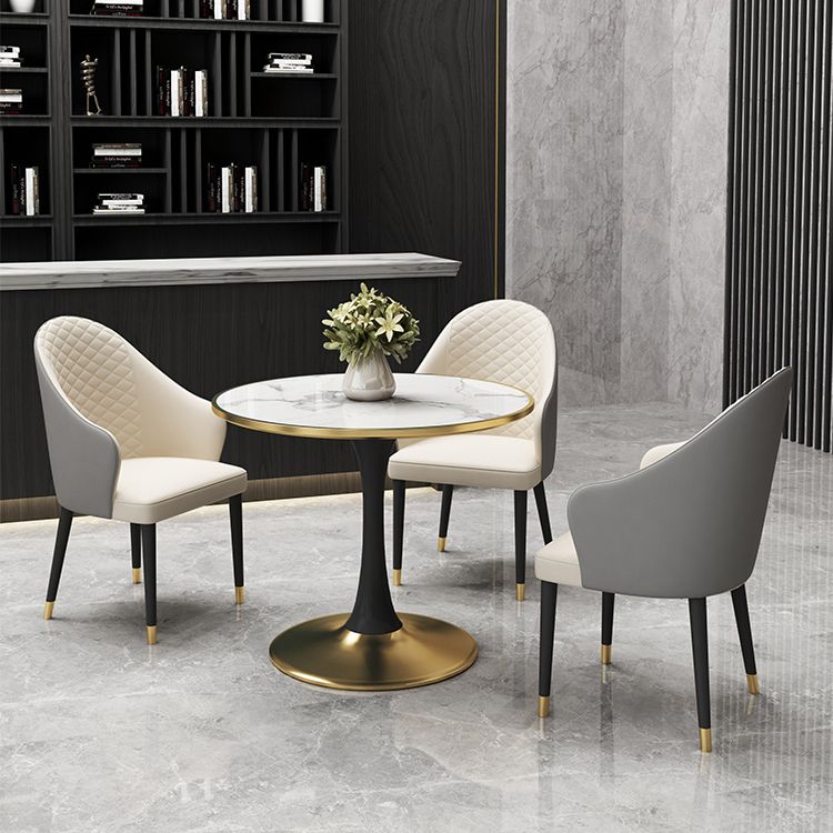 31.5'' Traditional Luxury Dining Table Round Table with Metal Tulip Base Clearhalo ' dining_table' 'Dining Tables & Seating' 'Dining Tables' 'furn' 'furn_dining_table' 'Furniture' 'furniture_dining_table' 'Kitchen & Dining Furniture' 'kitchen&dining_furn' 'kitchen' 'kitchen_dining_table' 1200x1200_b36ab3b6-030a-4e21-a297-d117177e83d0