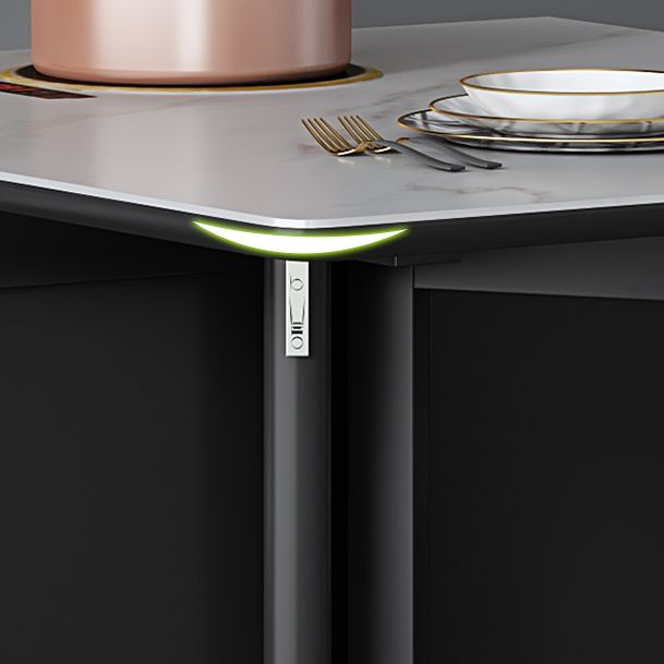 Solid Wood Contemporary Rectangular Table Glass Top Table with Drop Leaf Clearhalo 'Dining Tables & Seating' 'Dining Tables' 'dining_table' 'furn' 'furn_dining_table' 'Furniture' 'furniture_dining_table' 'Kitchen & Dining Furniture' 'kitchen' 'kitchen_dining_table' 1200x1200_b36b9ec1-34c0-4542-a073-ea61b3e9a217