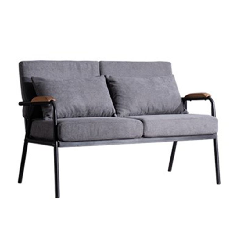 Black Industrial Linen Sofa with Bolster Pillows 29.53"High Square Arm Sofa Clearhalo 'furn' 'furn_sofas' 'Furniture' 'furniture_sofas' 'kitchen' 'kitchen_sofas' 'Living Room Furniture' 'Sofa' 'sofas' 1200x1200_b36c771b-bca3-4712-af62-253f272aa3e1