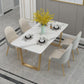 Glam Iron Dinette Set 1/2/5/7 Pieces Rectangle Dining Table Set with White Sintered Stone