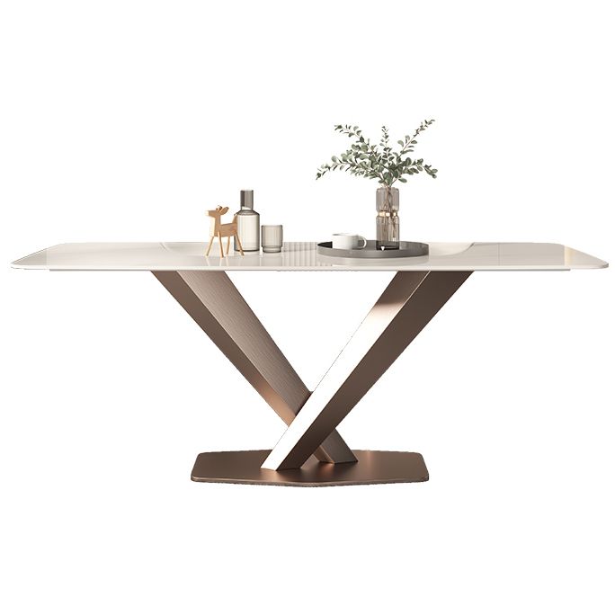 Traditional Luxury Dining Table Rectangle Sintered Stone Pedestal Table with Rose Gold Frame Clearhalo ' dining_table' 'Dining Tables & Seating' 'Dining Tables' 'furn' 'furn_dining_table' 'Furniture' 'furniture_dining_table' 'Kitchen & Dining Furniture' 'kitchen&dining_furn' 'kitchen' 'kitchen_dining_table' 1200x1200_b36e3619-4a15-47a0-8a1e-a26809007051
