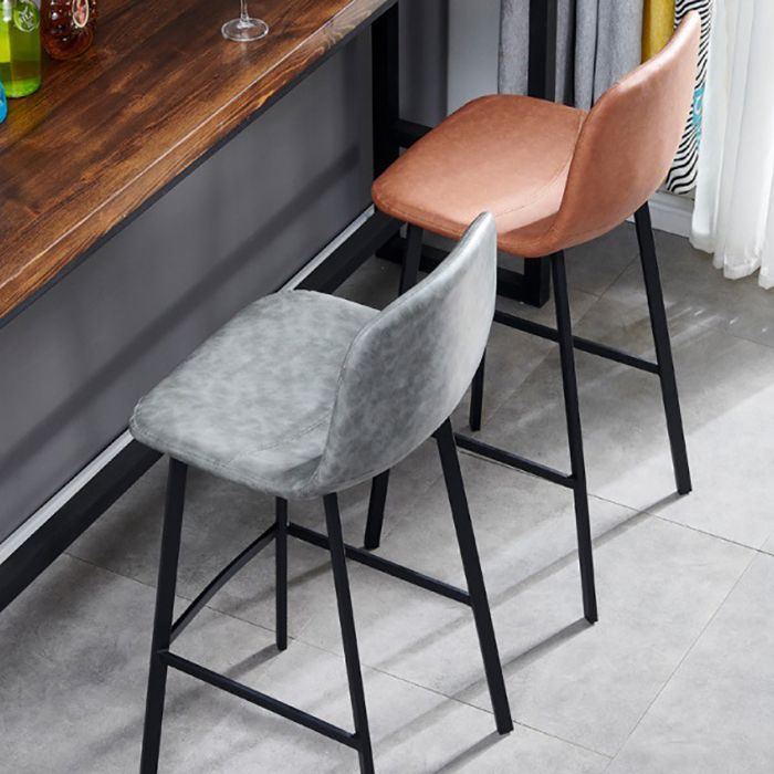 Industrial Style Low Back Bar-stool PU Leather Bar Stool with Metal Legs Clearhalo 'Bar Furniture' 'Bar Stools' 'bar_stools' 'furn' 'furn_bar_stools' 'Furniture' 'furniture_bar_stools' 'Kitchen & Dining Furniture' 1200x1200_b36ef791-f7a4-41e4-8493-0db46014ae0b