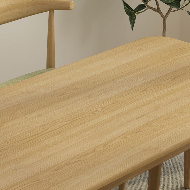 Modern Rectangular Dinner Table Wooden Tabletop with Metal Legs