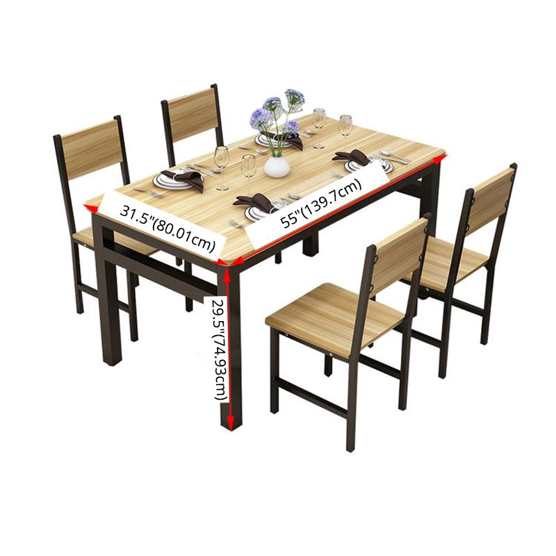 Modern Style MDF Dining Table Set Rectangular Dining Table with Metal Base Clearhalo 'Dining Room Sets' 'Dining Tables & Seating' 'dining_room_set' 'furn' 'furn_dining_room_set' 'Furniture' 'furniture_dining_room_set' 'Kitchen & Dining Furniture' 'kitchen&dining_furn' 'kitchen' 1200x1200_b3715980-6f9d-441c-8ee4-1527deeb3795