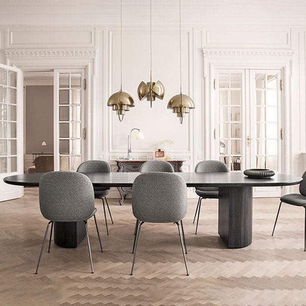 Mesa de comedor negra, mesa de comedor de estilo contemporáneo para la cena de la cocina del hogar