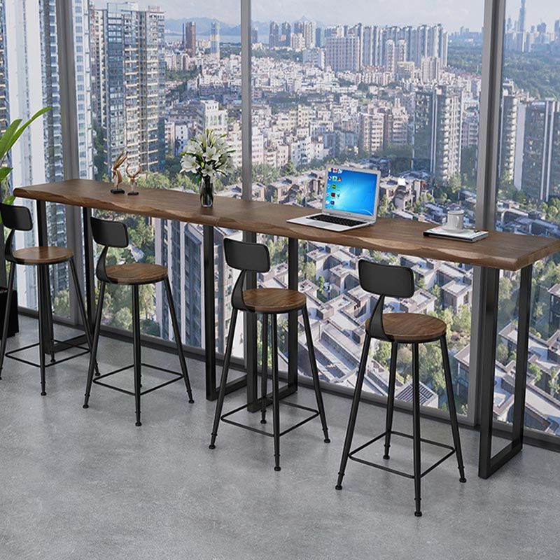 Dennenhout balktafel industriële staaftafel met ijzeren sleeënbasis