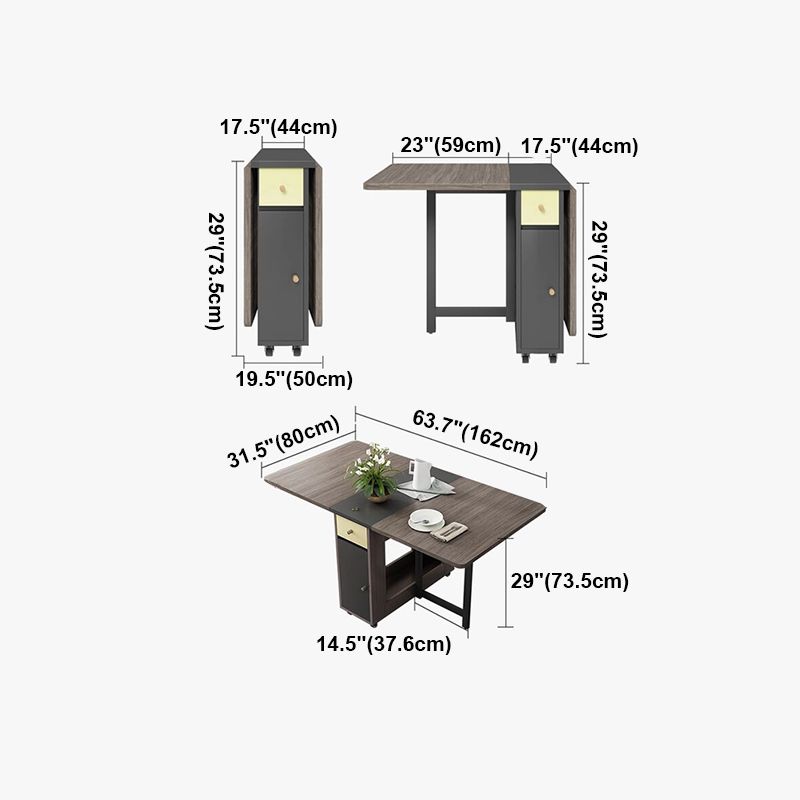 Foldable Woode Table in Grey Medieval Modern Rectangle Table with Storage Trestle Base Clearhalo ' dining_table' 'Dining Tables & Seating' 'Dining Tables' 'furn' 'furn_dining_table' 'Furniture' 'furniture_dining_table' 'Kitchen & Dining Furniture' 'kitchen&dining_furn' 'kitchen' 'kitchen_dining_table' 1200x1200_b3764005-b1c5-4e2f-beca-54e2d144ebbc