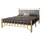 Glam -standaardbed met rechthoekig paneelhoofdeinde en metalen benen bed