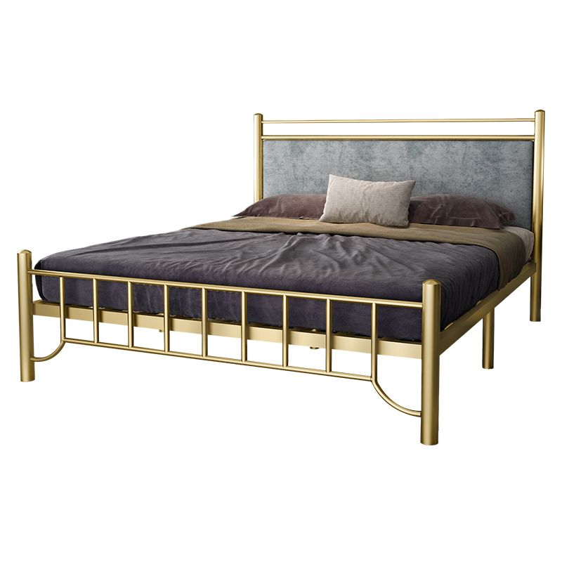 Glam -standaardbed met rechthoekig paneelhoofdeinde en metalen benen bed