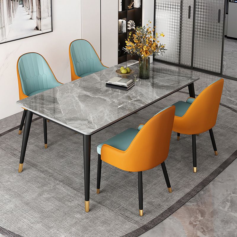 Rectangle Black Base Dining Table Modern Stone Table for Dining Room Use Clearhalo 'Dining Tables & Seating' 'Dining Tables' 'dining_table' 'furn' 'furn_dining_table' 'Furniture' 'Kitchen & Dining Furniture' 1200x1200_b37a9c94-0afd-4c32-b28d-a71b95b86acc