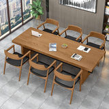Modern Pine Wood Table in Brown for Restaurant Rectangle Table with Trestle Base Clearhalo 'Dining Tables & Seating' 'Dining Tables' 'dining_table' 'furn' 'furn_dining_table' 'Furniture' 'furniture_dining_table' 'Kitchen & Dining Furniture' 'kitchen' 'kitchen_dining_table' 1200x1200_b37b15a4-800e-4589-b282-c97acc7d1469