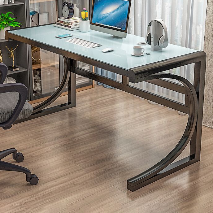 Rectangular Glass Computer Desk Contemporary Home Office Desk Clearhalo 'furn' 'furn_office_desk' 'Furniture' 'Office Desks' 'Office Furniture' 'office_desk' 1200x1200_b37b41ed-68f7-4867-ae9c-c7eb2a78ccfc