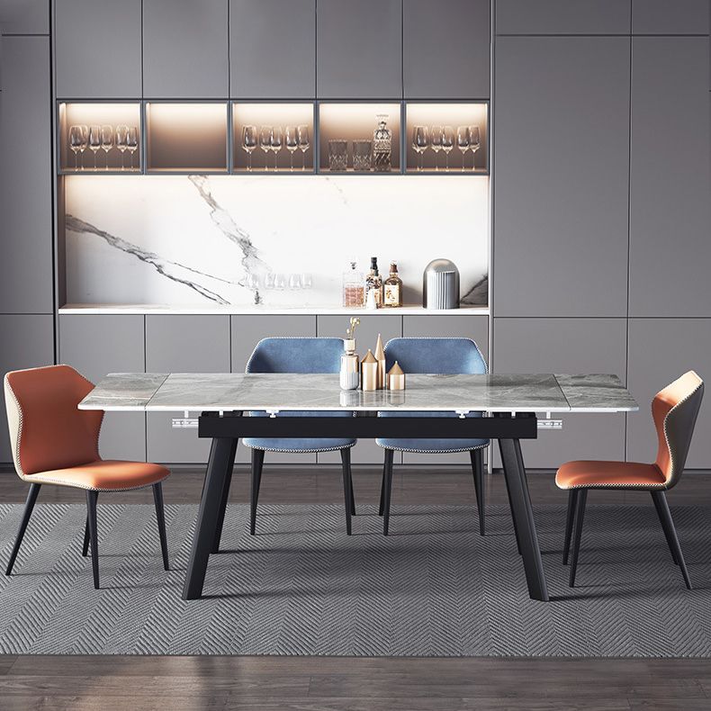 Sintered Stone Modern Dining Table Rectangle Extendable Table with 4 Legs Clearhalo ' dining_table' 'Dining Tables & Seating' 'Dining Tables' 'Furniture' 'furniture_dining_table' 'Kitchen & Dining Furniture' 'kitchen&dining_furn' 'kitchen' 'kitchen_dining_table' 1200x1200_b37bb20f-c9f3-4436-9242-e1d9d6c7d2cd