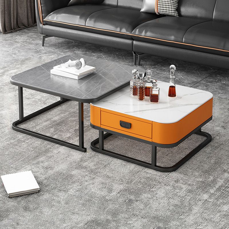 Ensemble de table basse carrée Frame Ensemble de table basse gigogne Glam avec tiroir