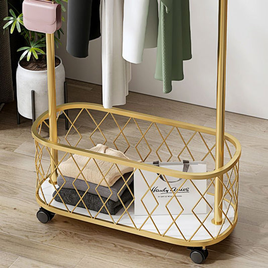 Luxusstil Metallic Copper Kleiderbügel frei stehender Katastar mit universellem Rad