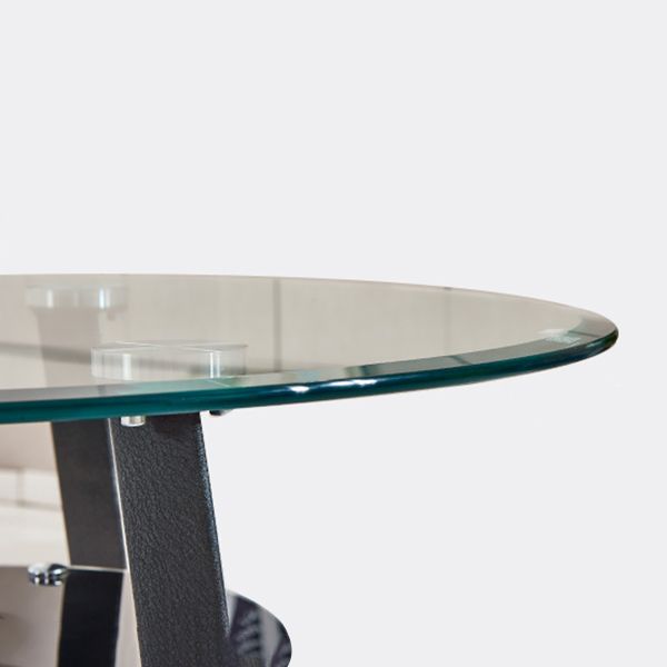 Contemporary Style Kitchen Tempered Glass Dining Table Round Shape Table with 3 Legs Base Clearhalo ' dining_table' 'Dining Tables & Seating' 'Dining Tables' 'furn' 'furn_dining_table' 'Furniture' 'furniture_dining_table' 'Kitchen & Dining Furniture' 'kitchen&dining_furn' 'kitchen' 'kitchen_dining_table' 1200x1200_b37e718f-0f8e-42c6-a46f-c6a35bc0f3cb