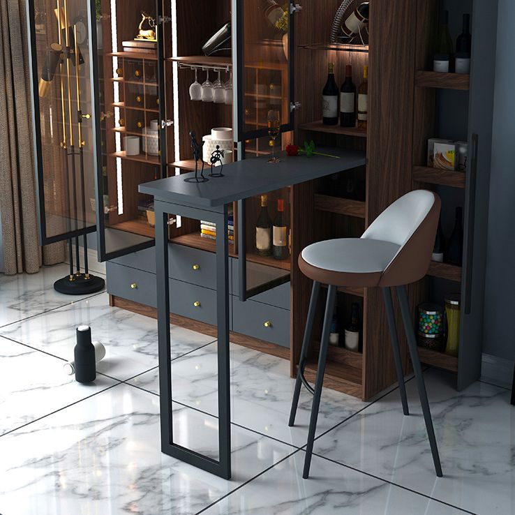 Black Manufactured Wood Bar Table with Glass Storage Modern Pub Table for Dining Room Clearhalo 'Bar Furniture' 'Bar Tables' 'bar_tables' 'furn' 'furn_bar_tables' 'Furniture' 'Kitchen & Dining Furniture' 1200x1200_b3814395-3e77-41bc-9905-e70206c49561